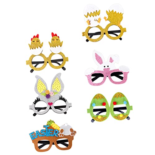 DIKACA 6 Stück Teiliges Osterparty Brillen Kreative Dekorationsbrillen für Erwachsene aus Hochwertigem Filz und Lustiges Design mit Hühnern Hasen und Ostereiern Zubehör für Ostern DIKACA 6 Stück Teiliges Osterparty Brillen Kreative Dekorationsbrillen für Erwachsene aus Hochwertigem Filz und Lustiges Design mit Hühnern Hasen und Ostereiern Zubehör für Ostern von DIKACA