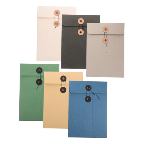 DIKACA 6 Stück Teiliges Papier Aktenordner mit Schnur Knopf Verschluss Dicke Dokumententaschen in Farben Leichte und Portable Büro Organizer für Große Akten und Dokumente von DIKACA