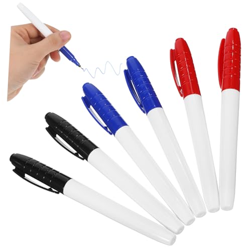 DIKACA 6 Stück Teiliges Whiteboard Marker Spitze Abwischbar Wiederverwendbar Wasserbasiert Blau Schwarz Rot für Büro Schule und Zuhause von DIKACA