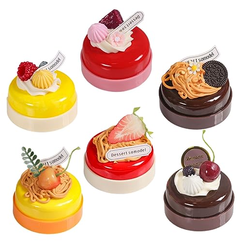 DIKACA 6 Stück Tischdekoration Für Torten Kuchenstand Deckel Kuchendekorationen Plüsch Kuchen Steht Kuchen-Food-Modelle Künstliche Kuchen Kuchen-Modell Kuchenformen Zum Backen PVC von DIKACA