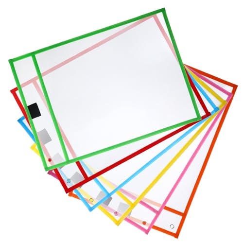 DIKACA 6 Stück Transparente Dokumentenhüllen Trocken Abwischbar Leicht zu Reinigen Säurefrei für Ordner und Büro Schule Vielseitige Schutzumschläge in Farben Zufällige Zufällige Farbe von DIKACA