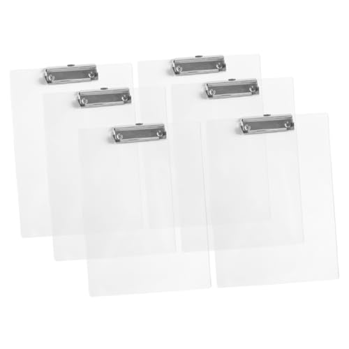 DIKACA 6 Stück Transparenter Boardclip Datei-Clip Büro-Klemmbrett Dokumentenclip Klemmbretter schreiben Büro -Plastikklemme Dokumentclips Zwischenablage aus Kunststoff Seitenclip Metall von DIKACA