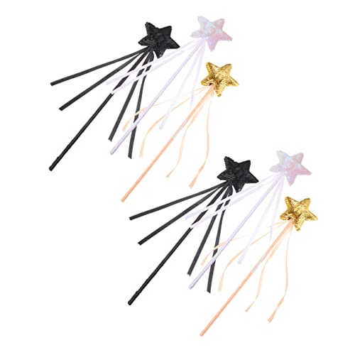 DIKACA 6 Stück Zauberstab aus Pailletten Party Die fairy wand für kinderknallzeug Fantasie Hochzeitsfee-Stöcke Feenstäbe für Mädchen Stoff von DIKACA
