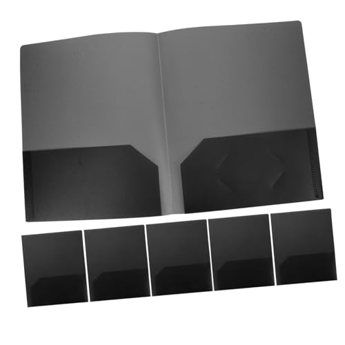 DIKACA 6 Stück a4 Ordner Schulmaterial Gymnasium ästhetische Mappen Plastiktaschenordner Plastikmappen mit zwei Taschen Kunststoffmappen mit Taschen Dokumentordner Schulmappen Schwarz von DIKACA
