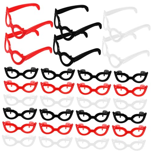 DIKACA 60 Stück Brille puppen doll accessories Puppenmode-Accessoires Puppenkostümzubehör Minibrille für Puppe Mini-Puppen-Sonnenbrillen-Requisiten Plastik von DIKACA
