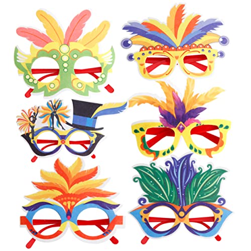 DIKACA 6st Karneval Brille Fiesta-party-dekorationen Strandparty-dekor Mexikanische Papierbrille Fiesta-brillen Lustige Hawaiianische Brille Ornament Geschenke Sonnenbrille Plastik Gläser von DIKACA