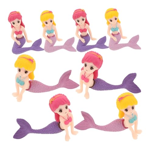 DIKACA 8 Stück Kleine Meerjungfraupuppe Aquarienfigur Mini -Gartendekoration Miniatur-Landschaftsornament entzückendes Meerjungfrauendekor Meerjungfrau-Kuchen-Topper-Dekoration Plastik von DIKACA