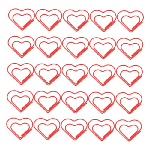 DIKACA 80 Stück Love Paper Clip Papierclip Kleine Papierklammern Hochzeit Büroklammern Heftklammern Klein Büroklammern Süß Mini-bindeklammern Indexclips Herzclips Metall Rot von DIKACA