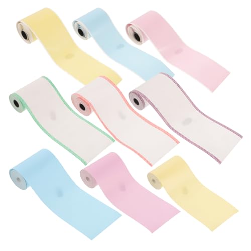 DIKACA 9 Rollen farbige Aufkleber Papier Mini klein preisschild größenetiketten druckkopfreiniger Drucker Thermoaufkleber-Etiketten Thermodruckaufkleber Hitzeempfindliche Aufkleber von DIKACA
