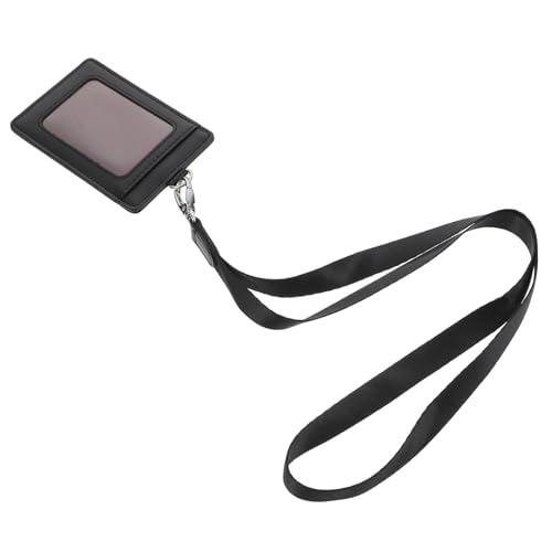 DIKACA Ausweishülle mit Lanyard Vertikale Ausweishülle für Mitarbeiter Kreditkarten Multifunktionaler Schutzhülle für Bus Studentenausweise Schwarz mit Hochwertigem Lederband von DIKACA