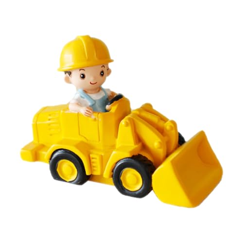 DIKACA Bau-Kuchenaufsatz auto Konstruktionsspielzeug für Jungen Spielzeuglastwagen Tortendekorationen für den Bau technisches Fahrzeugspielzeug Harz Yellow von DIKACA