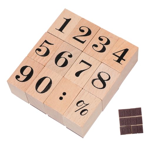 DIKACA Holzstempel Set Zahlenstempel aus Naturholz mit Arabischen Ziffern für DIY Scrapbooking Grußkarten und Einladungen Handliche Stempel mit Klaren Mustern für Kreative Bastelideen von DIKACA
