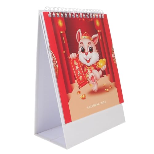 DIKACA Jahr der Hasenkalenderverzierung Tischkalender mit Löchern Monatlicher Kalender groß Desktop-Kalender 2023 Wandkalender 2023 Standkalender Desktop -Kalender Papier von DIKACA
