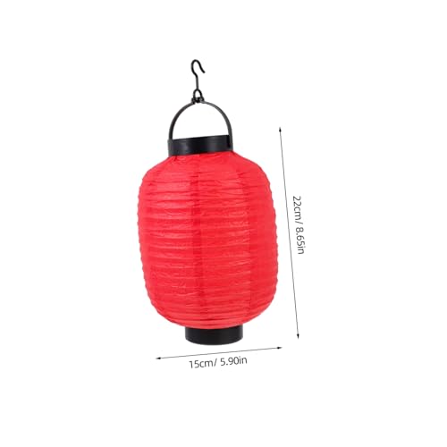 DIKACA Japanische Faltbare Papierlaterne mit LED licht Höhe Rote Dekoration für Festival Party Wohnzimmer Vielseitige Hängelampe im Japanischen Stil von DIKACA