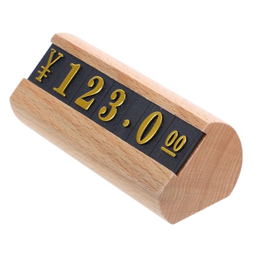 DIKACA Langer Holzpreisschild Holzpreisschild-würfelständer Preisgestaltung Standblock-kit Zahlenpreisschildständer Thekenwürfel Anpassbares Etikettenset Thekenständer-etikett Abs Khaki von DIKACA