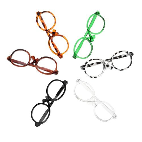 DIKACA Mini Puppen Brillen Set Lustige Augenweiden Für Puppen Modische Accessoires Für Das Puppen Dressing Transparent Teefarben Tortoisemuster von DIKACA