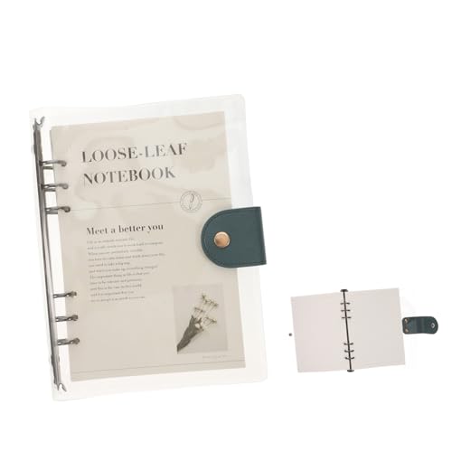 DIKACA PVC Transparentes Ringbuch Nachfüllset mit Horizontal Liniertem Innenblatt Abnehmbarem Notizblock für Büro Schule und Reisen Langlebiges Praktisches Memo Pad für Studenten und von DIKACA