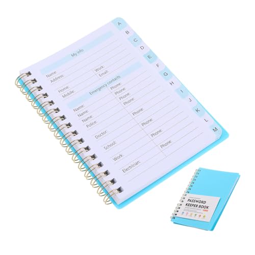 DIKACA Passwortbuch mit Alphabetischen Registerkarten Hardcover Spiralbindung Passwortmanager und Adressbuch für Senioren Langlebiges Notizbuch mit Bleistiftfreundlichem Papier und von DIKACA