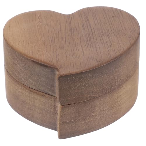 DIKACA Schwarze Walnuss Holz Ringbox Herzform Kompakte Schmuckschatulle für Verlobungsringe Langlebige Hochzeits Geschenkbox zur Sicheren Aufbewahrung und Stilvollen Präsentation von von DIKACA