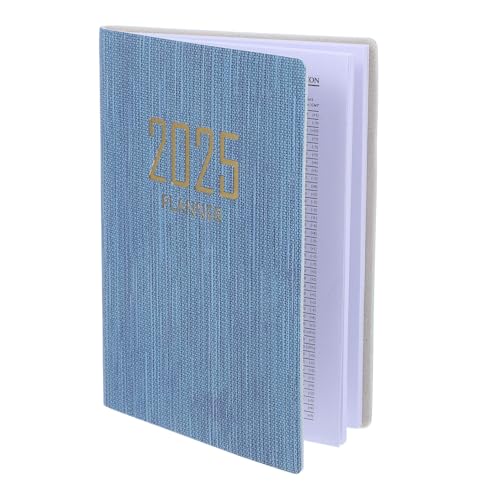 DIKACA Tagesplaner Notizbuch mit Lederoberfläche Mini Organizer für Büro und Studium Tragbares Kalender-notizheft Stilvoller Zeitplaner in Jeansblau für Tägliche Planung und Routine von DIKACA