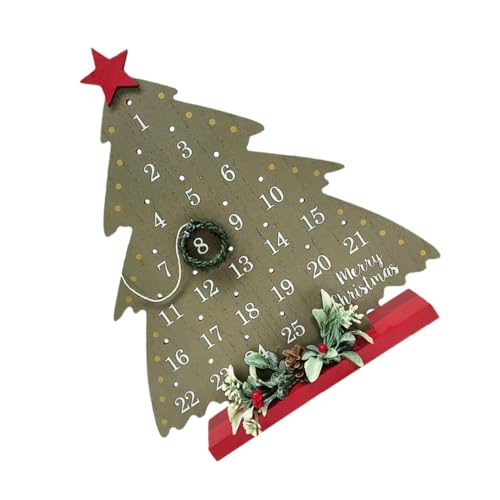 DIKACA Weihnachtlicher Adventskalender aus Holz Rustikaler Tischkalender für Festliche Dekoration im Zuhause Büro oder Geschäft Weihnachtsdeko für Feiertage von DIKACA
