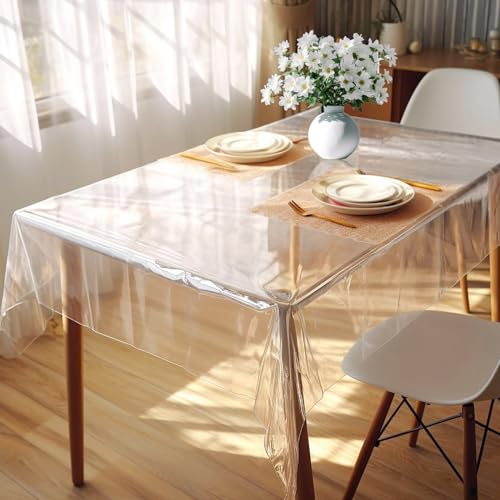DIKARIYA Tischdecke Transparent Abwaschbar, 100x140cm Tischfolie Durchsichtig PVC Tischdecke Plastiktischdecke Klarsichtfolie Glasklar Folie Wasserdicht Fettdicht Tischschutzfolie Hochzeits DIKARIYA Tischdecke Transparent Abwaschbar, 100x140cm Tischfolie Durchsichtig PVC Tischdecke Plastiktischdecke Klarsichtfolie Glasklar Folie Wasserdicht Fettdicht Tischschutzfolie Hochzeits von DIKARIYA