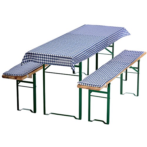 DILUMA | Bierbankauflagen Set Karo Blau | 1x Tischdecke 130x70 cm für 110x50 cm Biertische und 2X gepolsterte Bierbankauflage 110x25 cm | Auflagen Set für Bierzeltgarnitur | Gepolstert, ÖkoTex100 DILUMA | Bierbankauflagen Set Karo Blau | 1x Tischdecke 130x70 cm für 110x50 cm Biertische und 2X gepolsterte Bierbankauflage 110x25 cm | Auflagen Set für Bierzeltgarnitur | Gepolstert, ÖkoTex100 von DILUMA