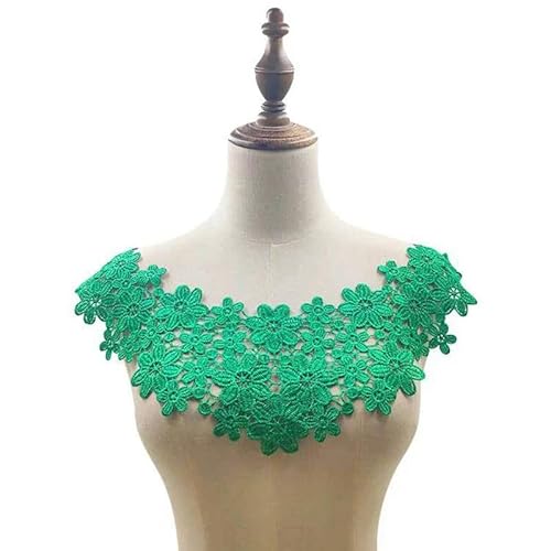 Bestickter Blumen-Ausschnitt, Halsband, 1 Stück, 3D-Stickerei, Spitzenstoff, kleine Blumenspitze, Nähapplikation, Halsband, Bekleidungszubehör, Scrapbooking, 2 - 1 Stück (grün) von DIMEIYAN