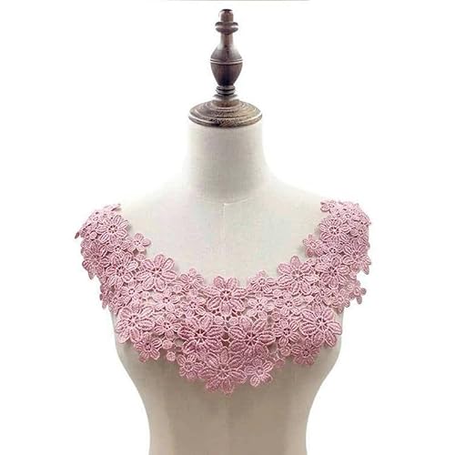 Bestickter Blumen-Ausschnitt, Halsband, 3D-Stickerei, Stoffkragen, kleine Blume, Spitze, Nähapplikation, Halsband, Bekleidungszubehör, Scrapbooking, 2 - 1 Stück (Rosa) von DIMEIYAN