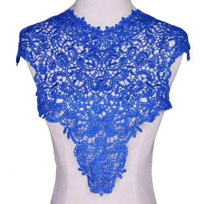 Bestickter Blumen-Ausschnitt, Halsband-Besatz, 1 Stück, bestickter blauer Spitzenstoff, Halsausschnitt, Kragenapplikation, Stickerei, Aufnäher, Nähstoff, DIY-Zubehör, 8–1 Stück (1) von DIMEIYAN