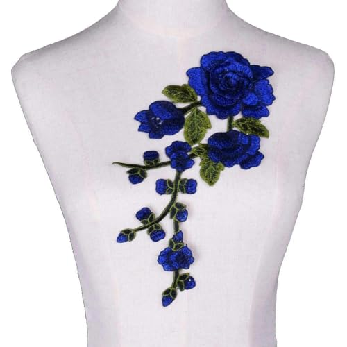 Bestickter Blumen-Ausschnitt, Halsband-Besatz, 1 Stück, bestickter blauer Spitzenstoff, Halsausschnitt, Kragenapplikation, Stickerei, Aufnäher, Nähstoff, DIY-Zubehör, 8–1 Stück (19) von DIMEIYAN