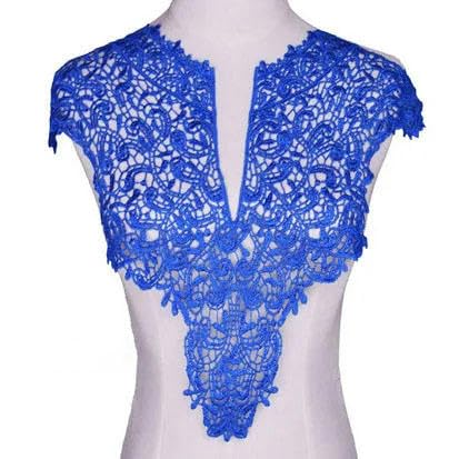 Bestickter Blumen-Ausschnitt, Halsband-Besatz, 1 Stück, bestickter blauer Spitzenstoff, Halsausschnitt, Kragenapplikation, Stickerei, Aufnäher, Nähstoff, DIY-Zubehör, 8–1 Stück (2) von DIMEIYAN