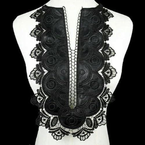 Bestickter Blumenhalsausschnitt, Halsbandbesatz, 1 Stück, schwarzer Stoff, Blumenspitze, Nähapplikation, Spitzenkragen, Halsband, Applikation, DIY-Zubehör, Scrapbooking, BW180-1 Stück (BW136) von DIMEIYAN
