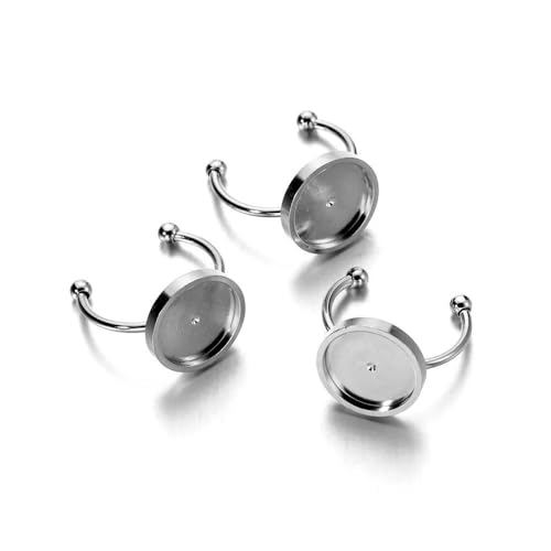 Lünettenrohlinge, Anhänger, 10 Stück/Los, Edelstahl-Cabochon-Ring-Basisfassung, blanko Tablett-Ring für DIY, Mode, Ringe, Schmuckherstellung, Zubehör (Stahl, 8 mm) von DIMEIYAN