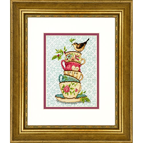 Dimensions Needlecrafts Gold: Counted Cross Stitch: Stacked Tea Cups, Baumwolle, 13 x 18cm von Dimensions