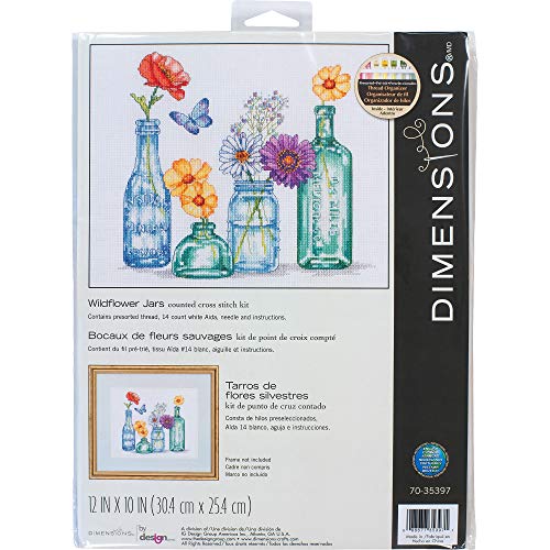 Dimensions Wildblumengläser, Kreuzstich-Set nach Zählmuster, Stoff, Mehrfarbig, Small Dimensions Wildblumengläser, Kreuzstich-Set nach Zählmuster, Stoff, Mehrfarbig, Small von Dimensions