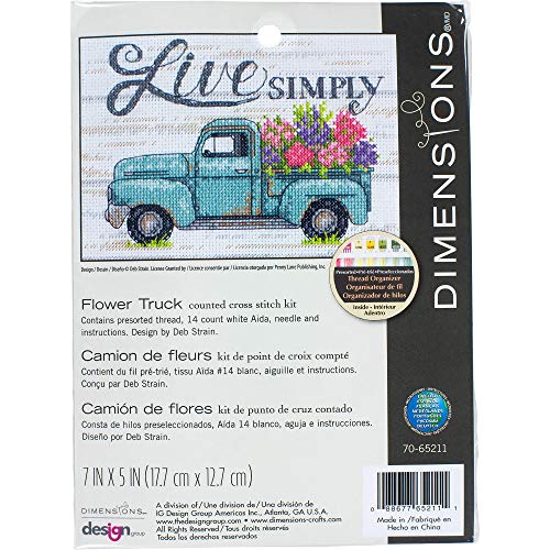 Dimensions Flower Truck Kreuzstich-Set für Anfänger, Baumwolle, 14 Cnt. Weißer Aida, 7" x 5", 5 Dimensions Flower Truck Kreuzstich-Set für Anfänger, Baumwolle, 14 Cnt. Weißer Aida, 7" x 5", 5 von Dimensions