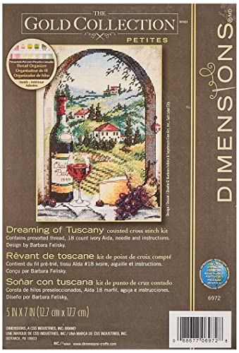 Dimensions Gold Collection – Kreuzstich-Set mit Zahlenangaben – Dreaming of Tuscany – 06972 – Handarbeit für Erwachsene – Aida-Stoff (Fadenzahl 18) – 13 x 18 cm von Dimensions