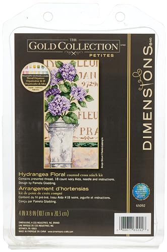Dimensions Gezählter Kreuzstick Set, Hydrangea Floral, Gold von Dimensions