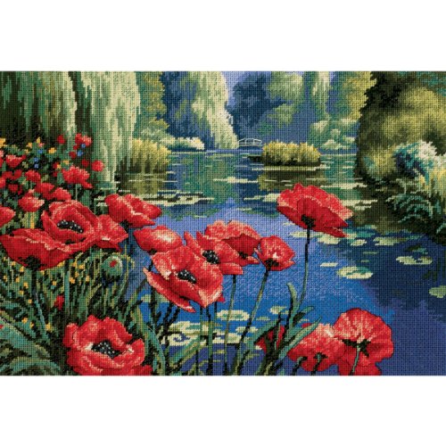 DIMENSIONS 20066 Needlepoint Lakeside Poppies Kit, 100% Cotton, Multi-Colour, 40 x 27 x 0.1 cm von Dimensions