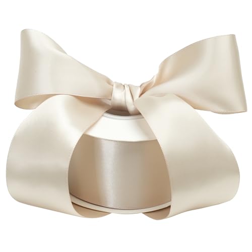 DINDOSAL Champagnerband, 5.1 cm, doppelseitiges Satinband, dickes, hautfarbenes, champagnerfarbenes Seidenband für Hochzeitsdekoration, Geschenkverpackungen, Bastelbedarf, Schleifen – 22 m DINDOSAL Champagnerband, 5.1 cm, doppelseitiges Satinband, dickes, hautfarbenes, champagnerfarbenes Seidenband für Hochzeitsdekoration, Geschenkverpackungen, Bastelbedarf, Schleifen – 22 m von DINDOSAL