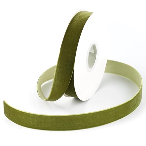 DINDOSAL Moosgrünes Samtband, 2,5 cm, einseitiges grünes Samtband für Hochzeit, Band für Geschenkverpackungen, Haarschleifenband, Band zum Basteln – 9,1 m DINDOSAL Moosgrünes Samtband, 2,5 cm, einseitiges grünes Samtband für Hochzeit, Band für Geschenkverpackungen, Haarschleifenband, Band zum Basteln – 9,1 m von DINDOSAL