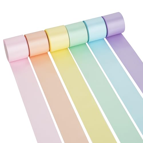 DINDOSAL Pastellband, 3,8 cm, Pastell-Regenbogen-Satinband, Osterband, 6 Rollen, pastellfarben, Girlande, mehrfarbiges Band für Babyparty, Basteln, Geburtstag, Party, Hochzeit, 27,7 m DINDOSAL Pastellband, 3,8 cm, Pastell-Regenbogen-Satinband, Osterband, 6 Rollen, pastellfarben, Girlande, mehrfarbiges Band für Babyparty, Basteln, Geburtstag, Party, Hochzeit, 27,7 m von DINDOSAL
