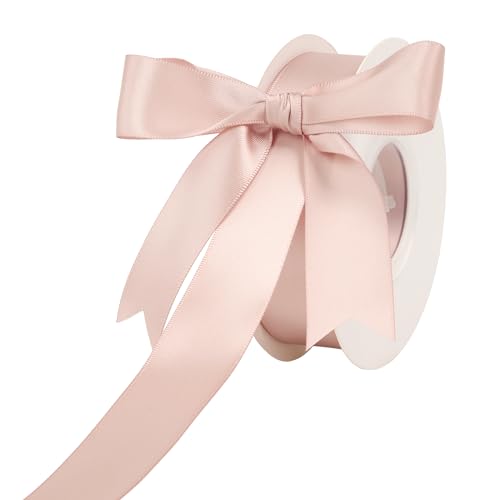 DINDOSAL Roségoldenes Band, 2,5 cm, Satinband, rotgoldenes Seidenband für Hochzeitsdekoration, Brautstraußband zum Basteln, Geschenkverpackungen, Babyparty, Partydekoration – 22 m von DINDOSAL
