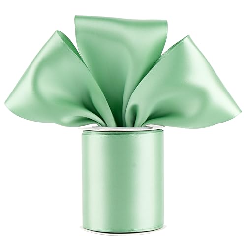 DINDOSAL Salbei-Band, 7.6 cm, doppelseitiges Satinband, dickes salbeigrünes Seidenband für Hochzeitsdekoration, Stuhlschärpe, Geschenkverpackungen, Partygeschenk, Bastelbedarf, Schleifen – 9.1 m DINDOSAL Salbei-Band, 7.6 cm, doppelseitiges Satinband, dickes salbeigrünes Seidenband für Hochzeitsdekoration, Stuhlschärpe, Geschenkverpackungen, Partygeschenk, Bastelbedarf, Schleifen – 9.1 m von DINDOSAL