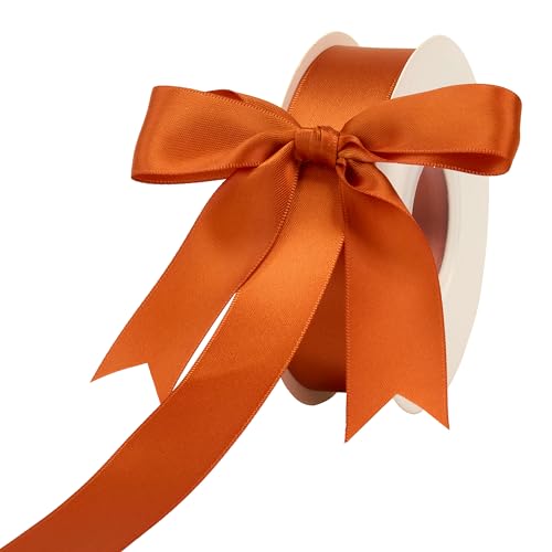 DINDOSAL Terrakotta-Band, 2,5 cm, gebranntes Orange, Satinband, Terrakotta-Seidenband für Hochzeitsdekoration, orangefarbenes Band für Brautstrauß, Band zum Basteln, Party-Dekoration – 22 m von DINDOSAL