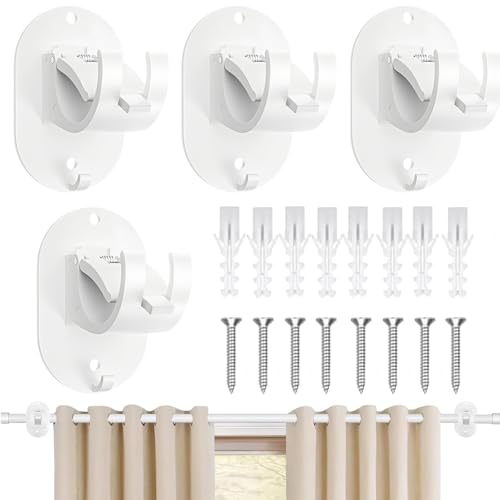 DINGFENG 4er-Pack Gardinenstangenhalter, klebehaken Gardinenhaken Selbstklebend, Gardinenstange Halterung ohne Bohren, Verstellbare, Nagelfreie Gardinenstangenhaken für Badezimmer und Wohnzimmer DINGFENG 4er-Pack Gardinenstangenhalter, klebehaken Gardinenhaken Selbstklebend, Gardinenstange Halterung ohne Bohren, Verstellbare, Nagelfreie Gardinenstangenhaken für Badezimmer und Wohnzimmer von DINGFENG