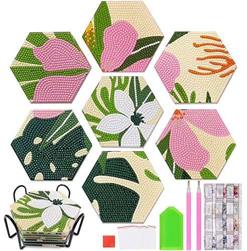 Diamond Painting Untersetzer, DINGHENG 7 STK Diamant Art Sechseckiger Untersetzer mit Halter - Boho Deko Painting DIY Mandala Diamond Painting Untersetzer, DINGHENG 7 STK Diamant Art Sechseckiger Untersetzer mit Halter - Boho Deko Painting DIY Mandala von DINGHENG
