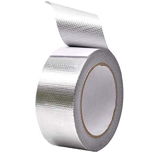 DINGJIE Glasfaser Aluminiumfolie Klebeband 5CM x 25M, Kanal-Isolierband Hochtemperatur Heavy Duty Metal Tape Verstärktes Aluminium-Folienband Wasserdichtes Klebeband Thermoshield Hitzeschutzband von DINGJIE