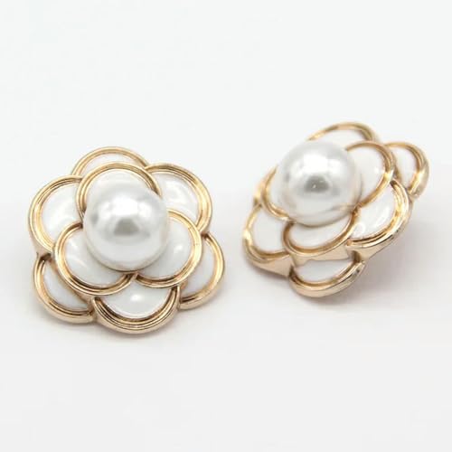 25mm Mode Blume Perle Gold Metall Knöpfe Für Bekleidung Frauen Jacke Pullover Dekorative Handgemachte Nähen Zubehör von DINGK